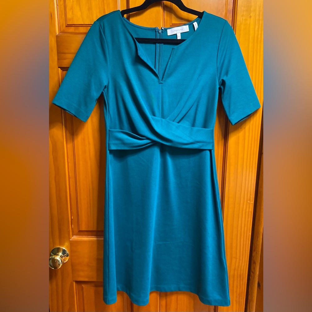 Lark & Ro Women's Half Sleeve Twist Front A-Line Ponte Dress 8 - Picture 4 of 12